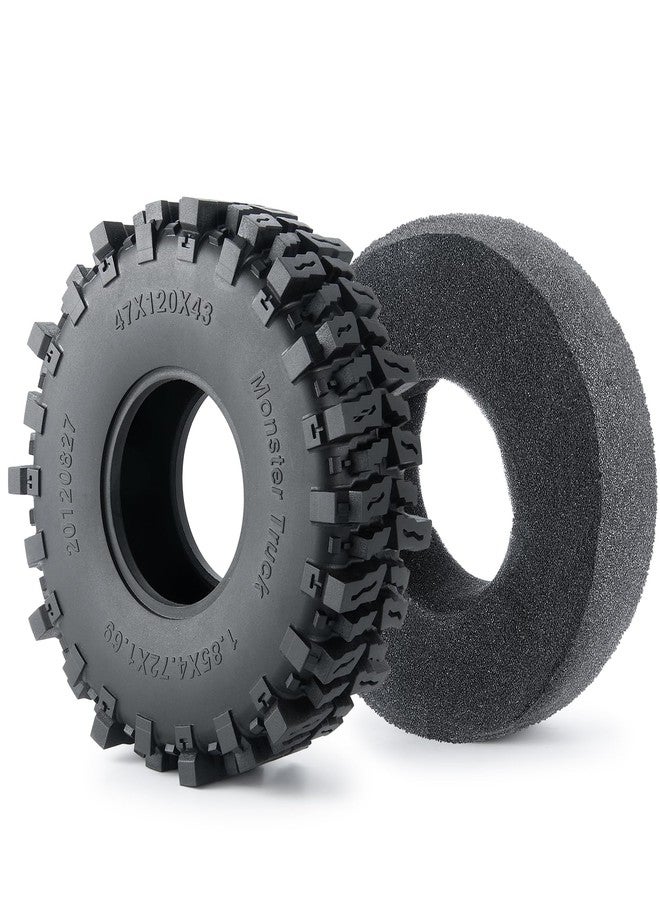 RCHUBAM 1.9" Mud Wheel Tires 4Pcs Claw Crawler Mud Terrain Wheels Tyres OD 120mm/4.72" for 1/10 Scale RC Rock Crawler Car TRX4 SCX10 III AXI03007 - Image 3